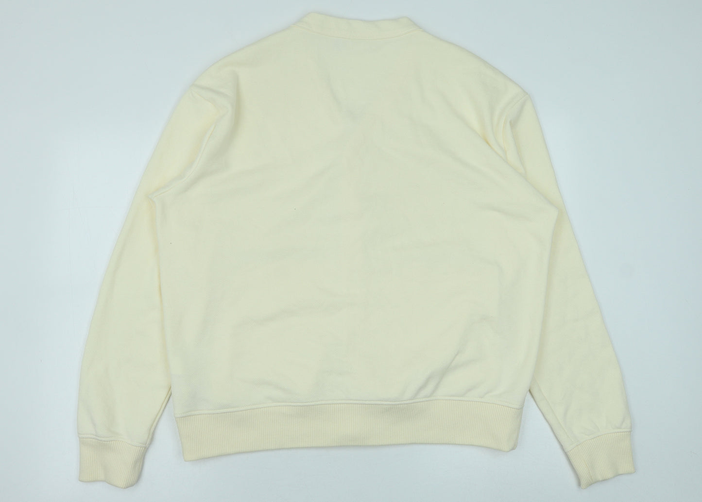 Zara Mens Ivory V-Neck Cotton Cardigan Jumper Size XL