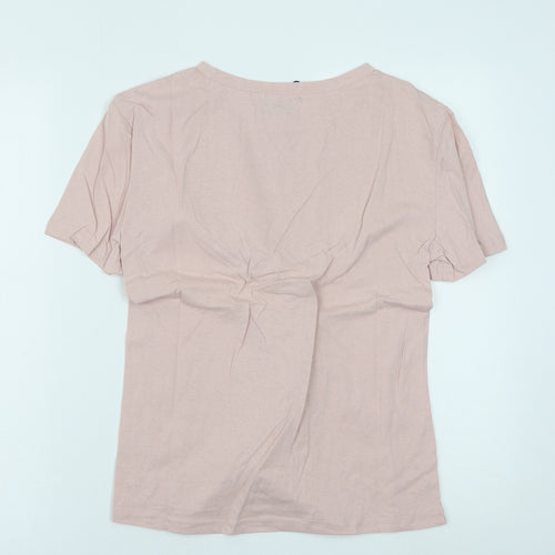 Eight Womens Pink Cotton Basic T-Shirt Size S Round Neck - Slayer Lace up