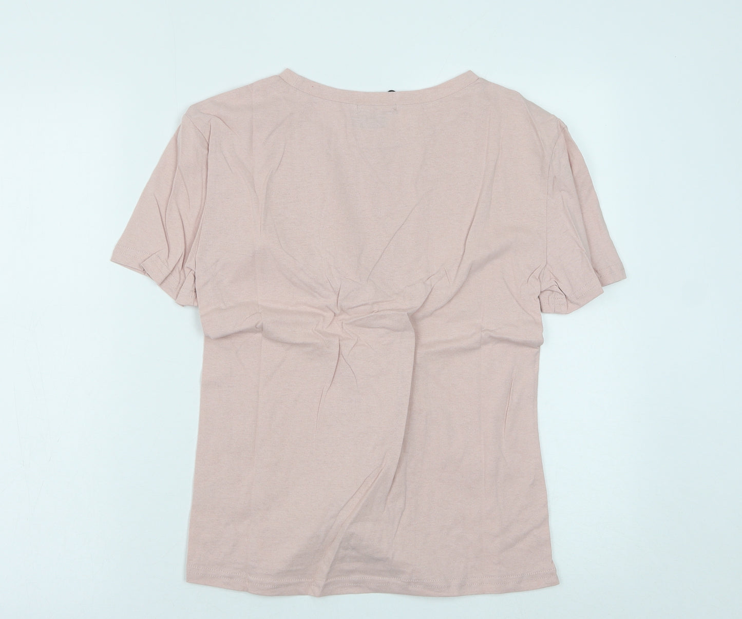 Eight Womens Pink Cotton Basic T-Shirt Size S Round Neck - Slayer Lace up