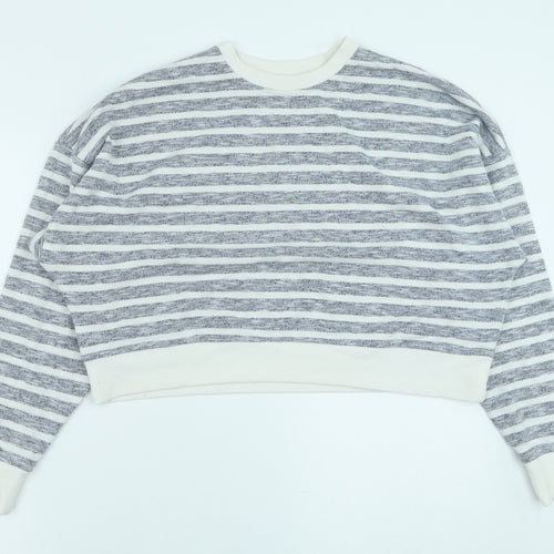 Primark Womens Blue Striped Polyester Pullover Sweatshirt Size M Pullover - Cropped