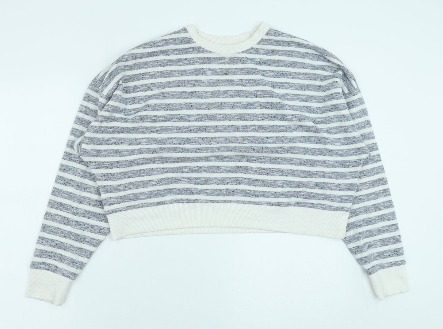 Primark Womens Blue Striped Polyester Pullover Sweatshirt Size M Pullover - Cropped