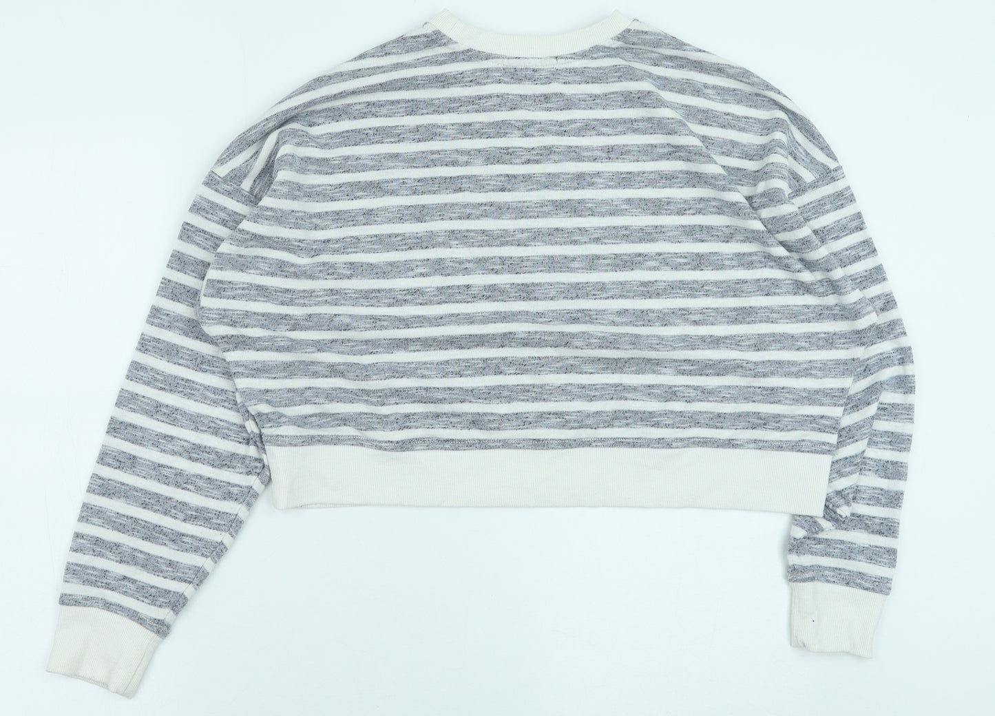 Primark Womens Blue Striped Polyester Pullover Sweatshirt Size M Pullover - Cropped