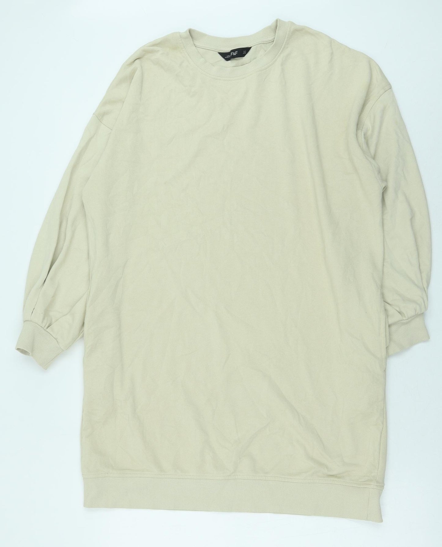 F&F Womens Beige Cotton Pullover Sweatshirt Size 14 Pullover