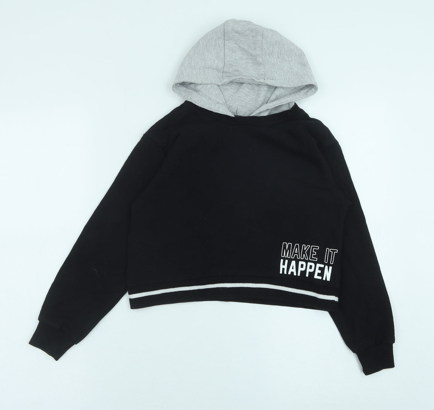 Primark Boys Black Polyester Pullover Hoodie Size 9-10 Years Pullover - Make it happen