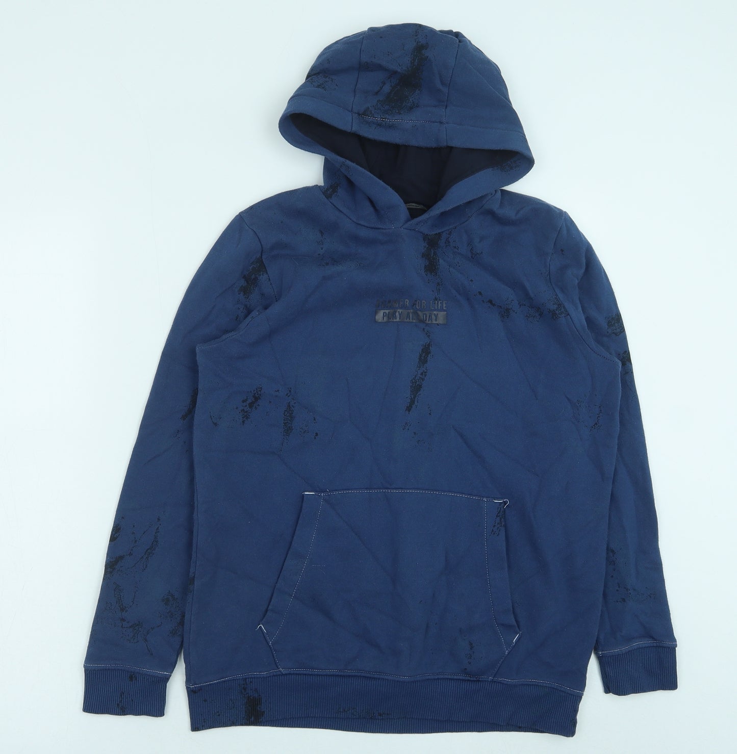 George Boys Blue Cotton Pullover Hoodie Size 12-13 Years Pullover