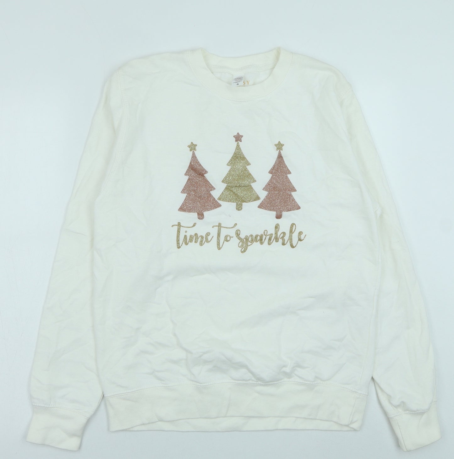 Lipsy Womens White Cotton Pullover Sweatshirt Size S Pullover - Christmas Jumper
