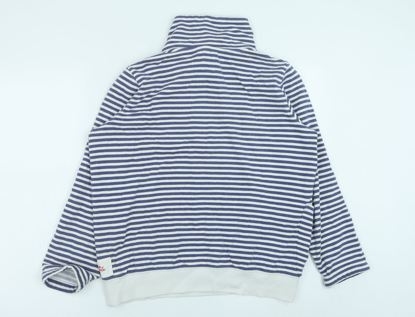 Joules Womens Blue Striped Cotton Pullover Sweatshirt Size L Button