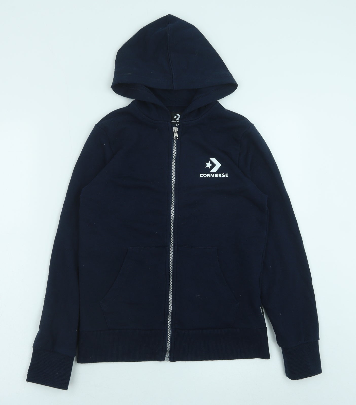 Converse Boys Blue Cotton Full Zip Hoodie Size M Zip