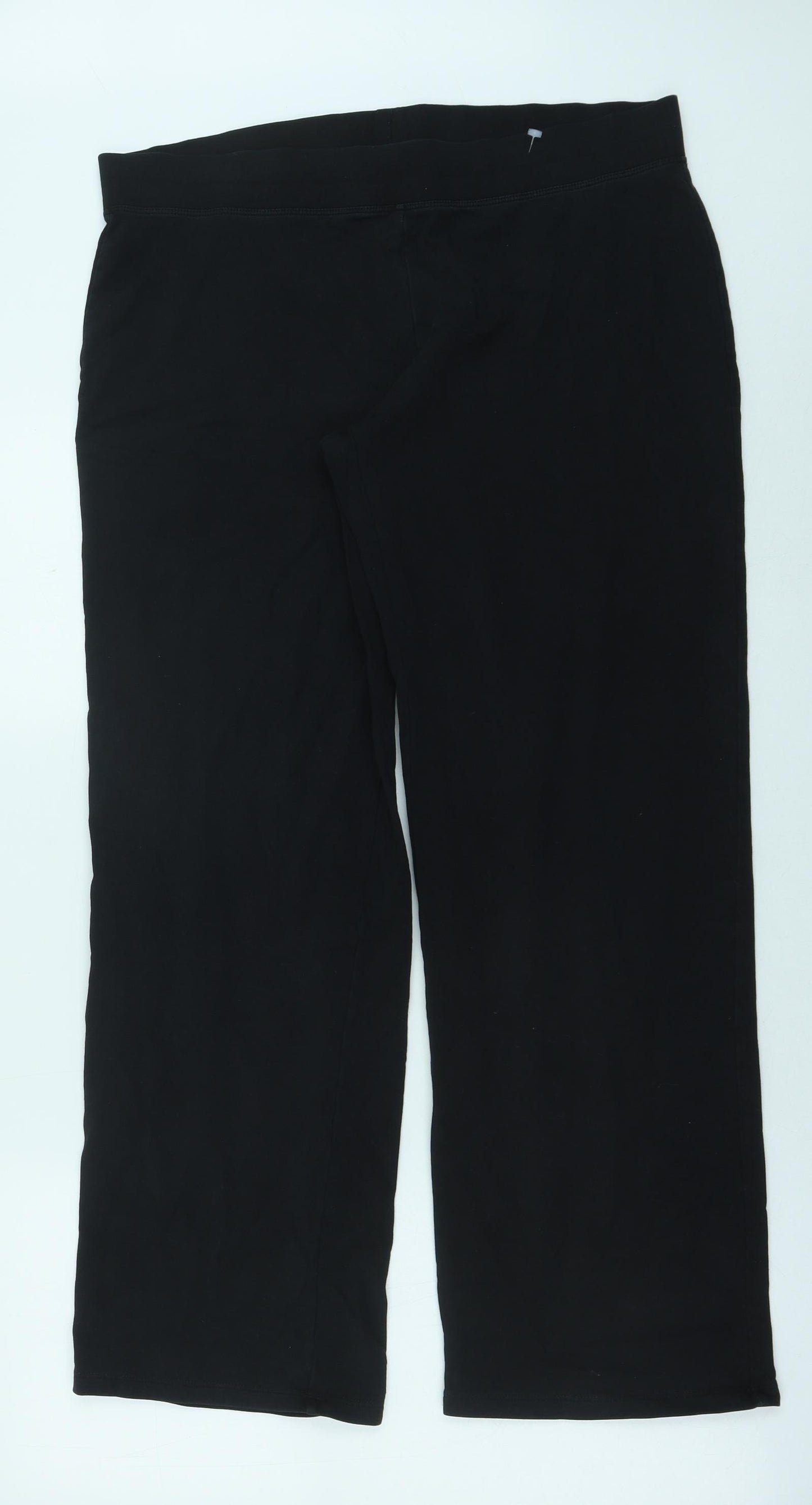 Marks and Spencer Womens Black Cotton Trousers Size 36 in Regular