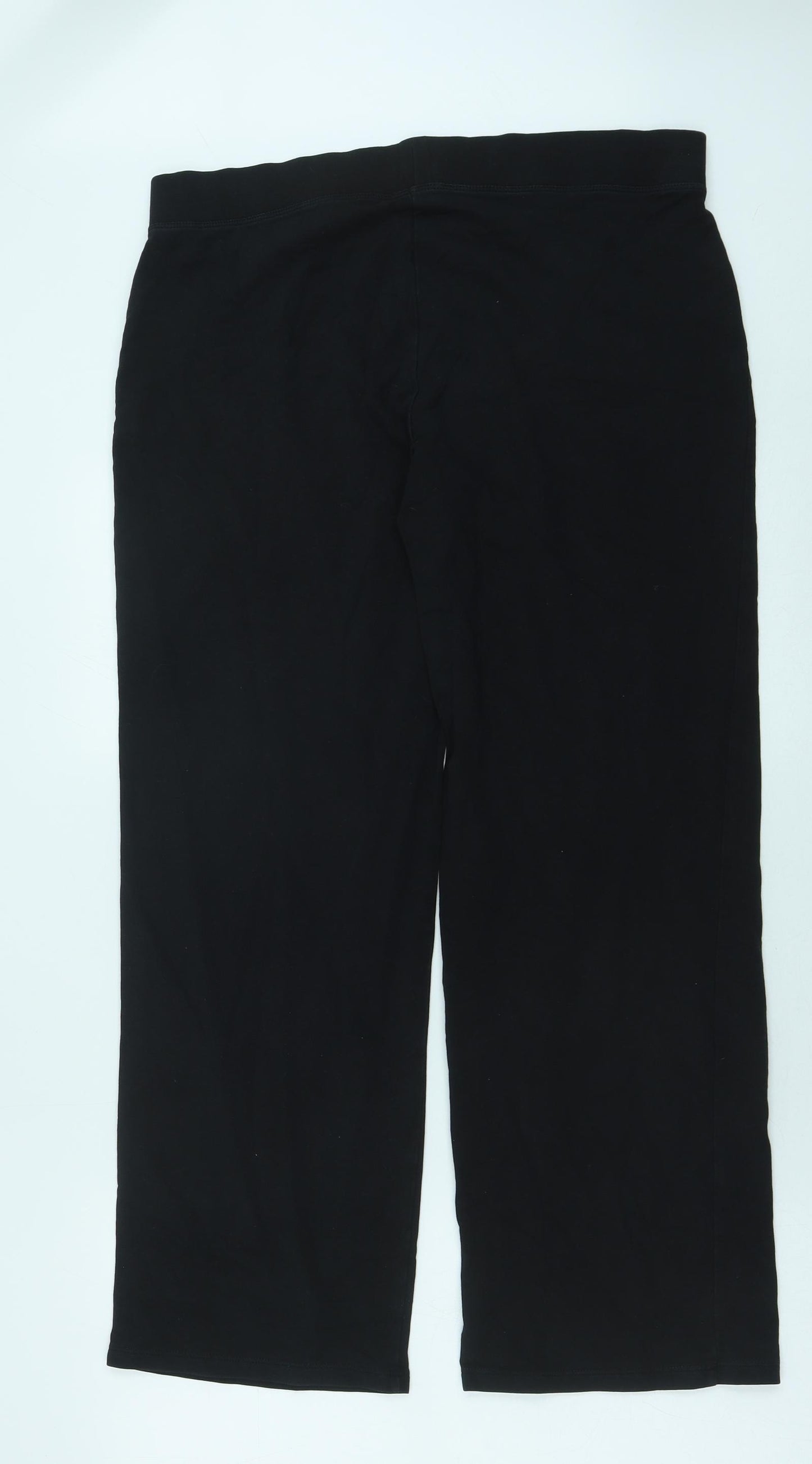 Marks and Spencer Womens Black Cotton Trousers Size 36 in Regular