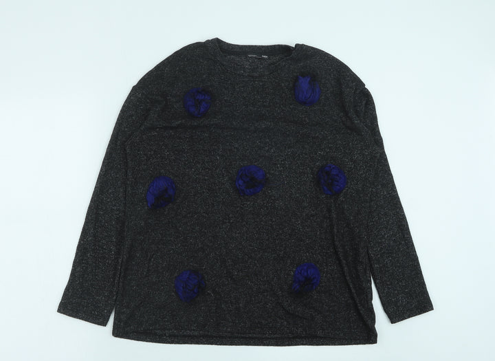 Zara Womens Grey Cotton Pullover Sweatshirt Size M Pullover