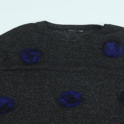 Zara Womens Grey Cotton Pullover Sweatshirt Size M Pullover