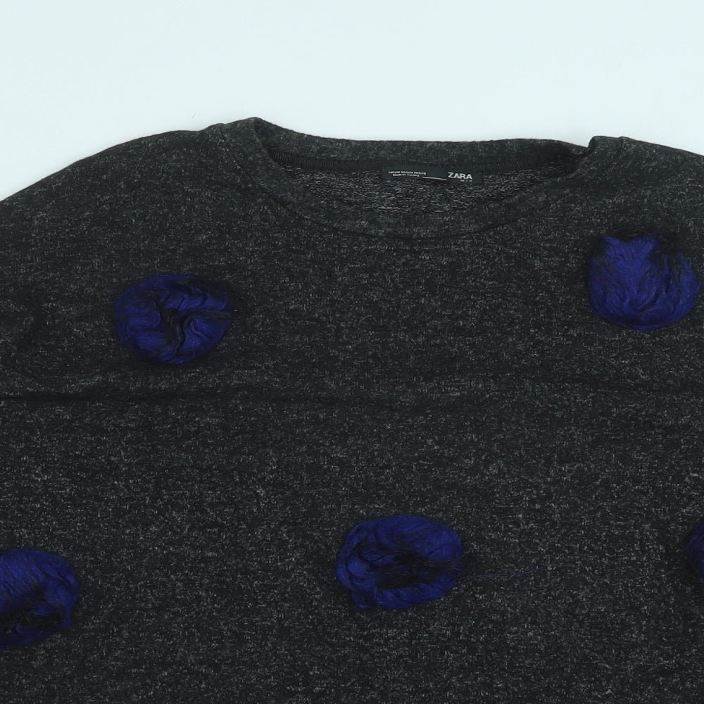 Zara Womens Grey Cotton Pullover Sweatshirt Size M Pullover