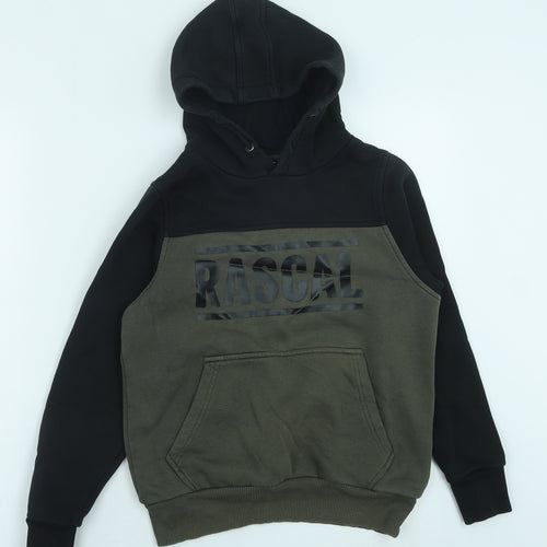 Rascal Boys Black Colourblock Cotton Pullover Hoodie Size L Pullover - Rascal