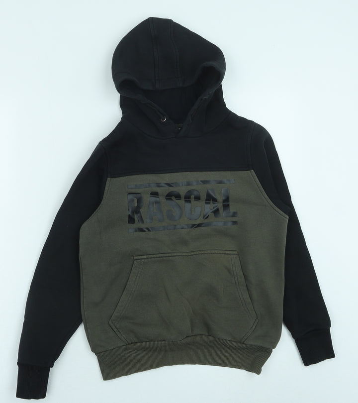 Rascal Boys Black Colourblock Cotton Pullover Hoodie Size L Pullover - Rascal