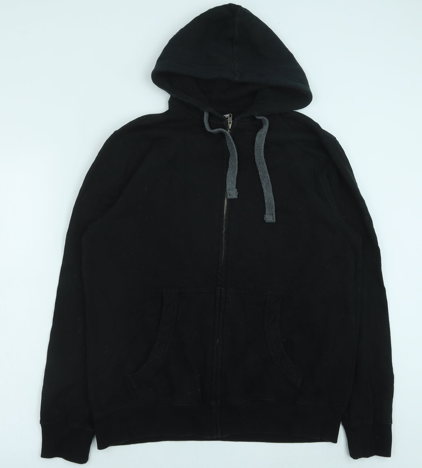 George Mens Black Cotton Full Zip Hoodie Size M