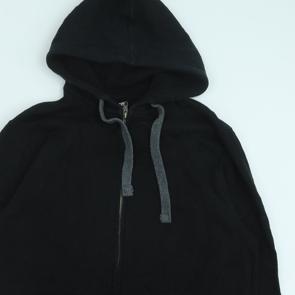 George Mens Black Cotton Full Zip Hoodie Size M