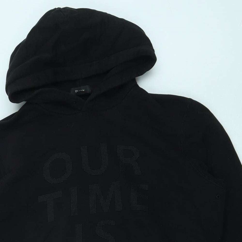 Theory Mens Black Cotton Pullover Hoodie Size M - Our Time Is Now