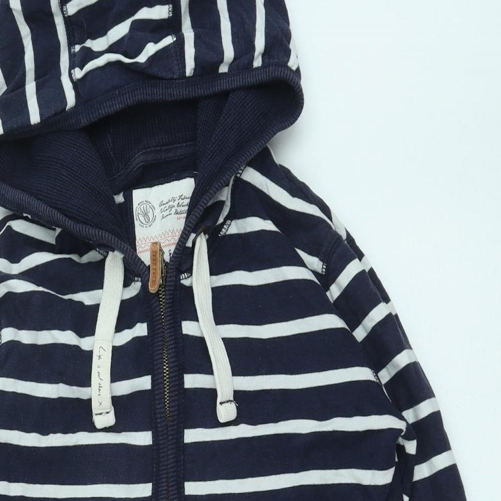Fat Face Womens Blue Striped Cotton Pullover Hoodie Size 8 Zip