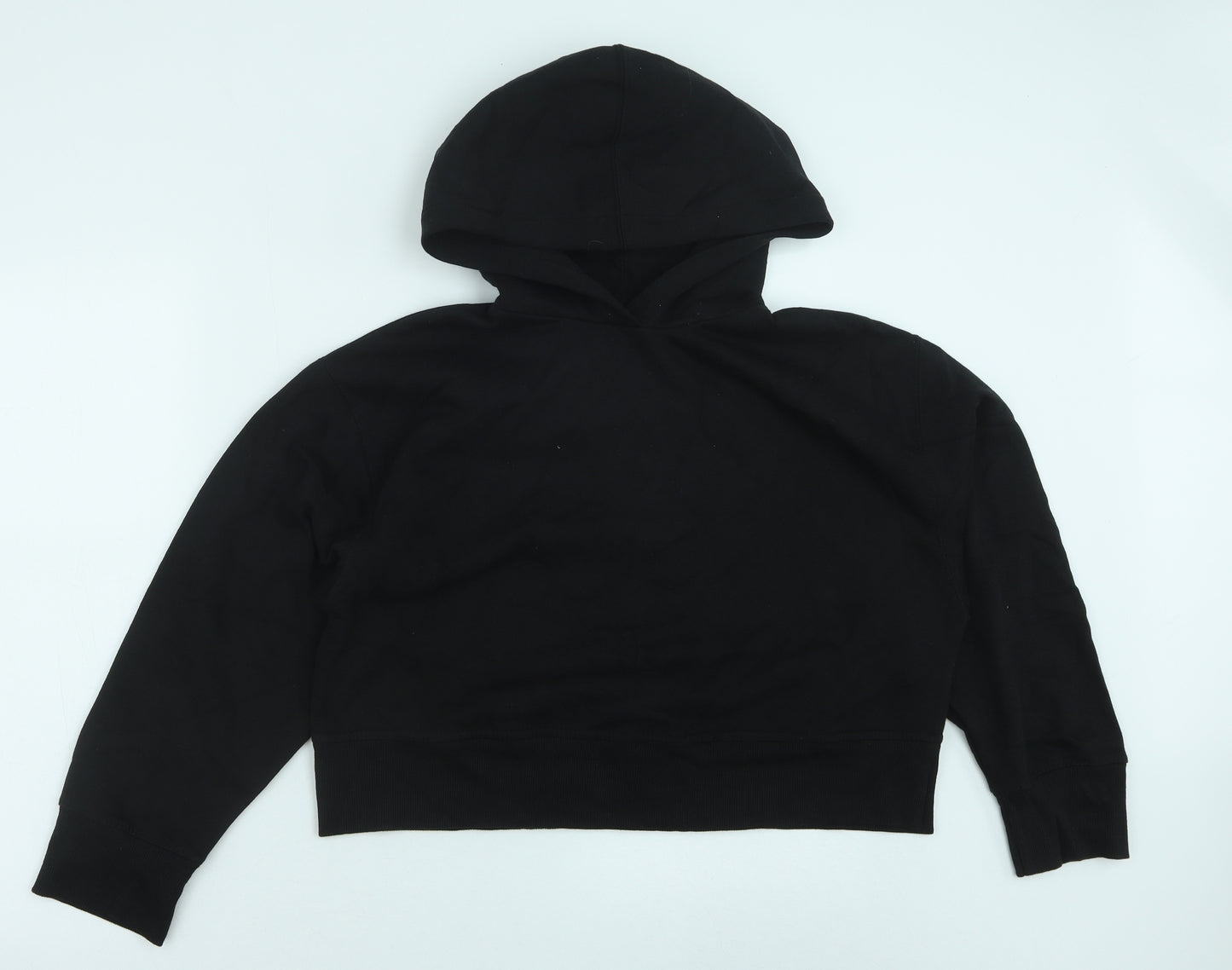 Zara Womens Black Cotton Pullover Hoodie Size M Pullover