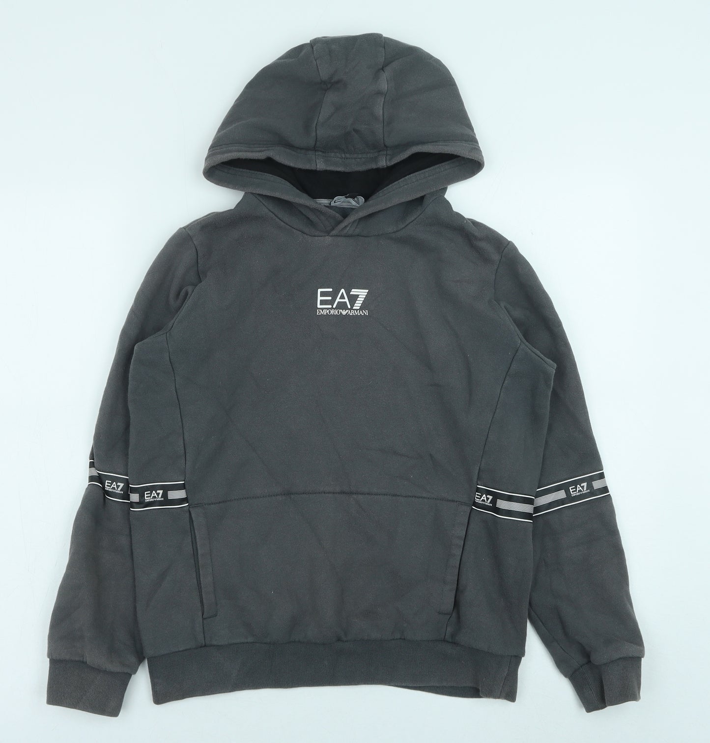 Emporio Armani Boys Grey Cotton Pullover Hoodie Size 12 Years Pullover