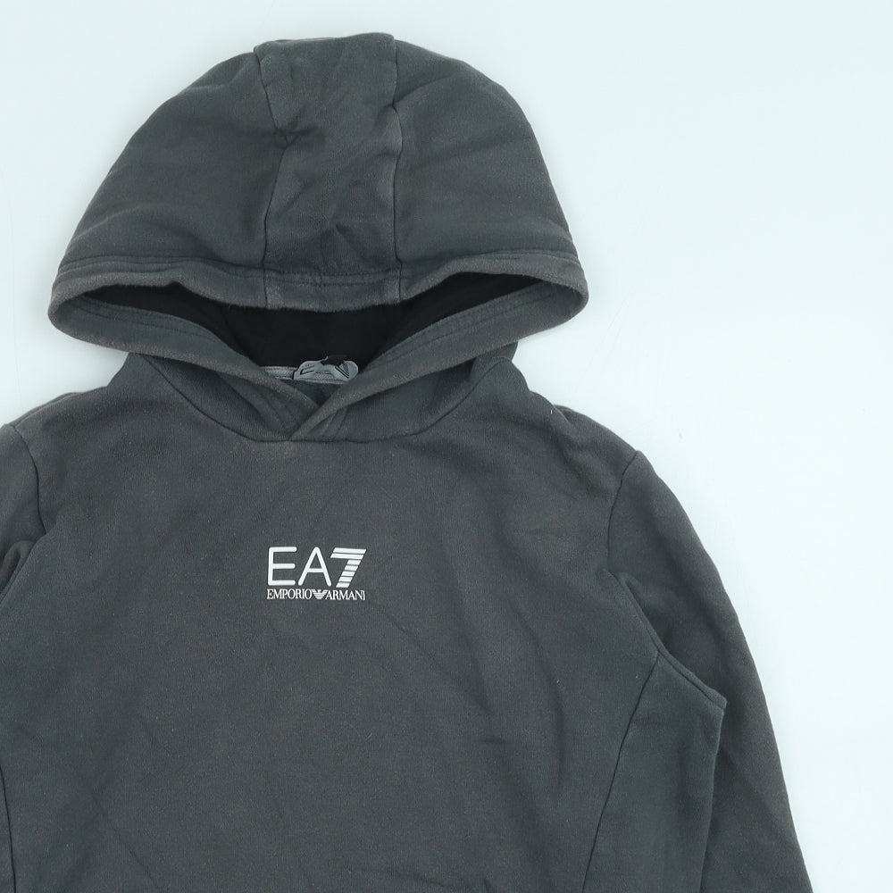 Emporio Armani Boys Grey Cotton Pullover Hoodie Size 12 Years Pullover