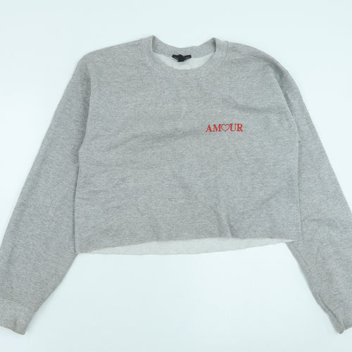 Topshop Womens Grey Cotton Pullover Sweatshirt Size S Pullover - Amour