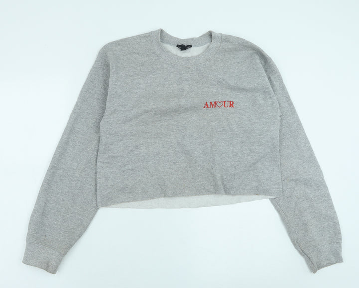 Topshop Womens Grey Cotton Pullover Sweatshirt Size S Pullover - Amour