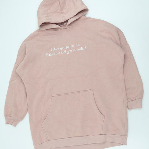 Defacto Womens Pink Cotton Pullover Hoodie Size L Pullover - Perfect slogan