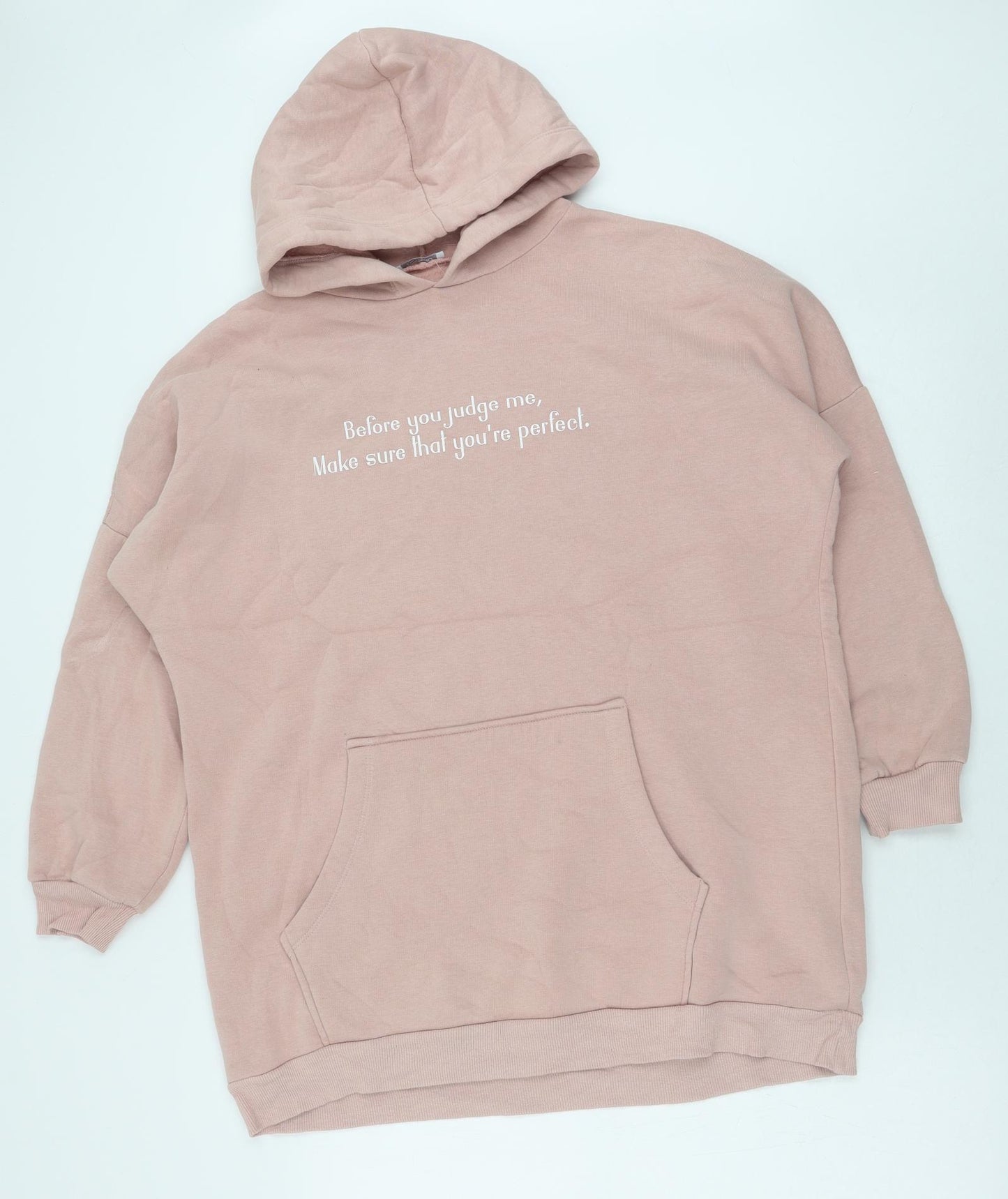 Defacto Womens Pink Cotton Pullover Hoodie Size L Pullover - Perfect slogan