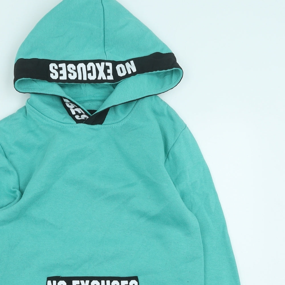 Rewired Boys Green Polyester Pullover Hoodie Size 9-10 Years Pullover - No Excuses