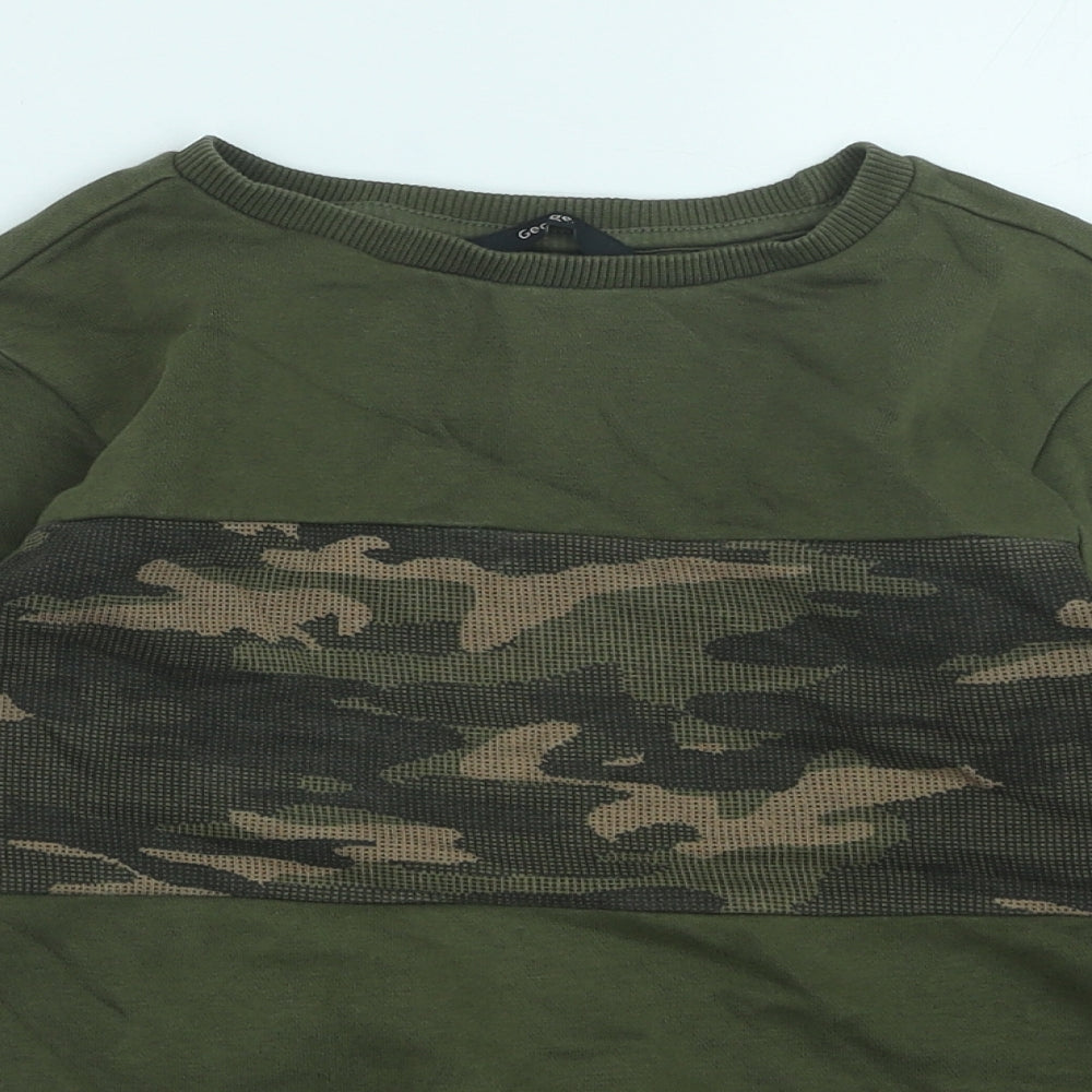 George Boys Green Cotton Pullover Sweatshirt Size 9-10 Years Pullover