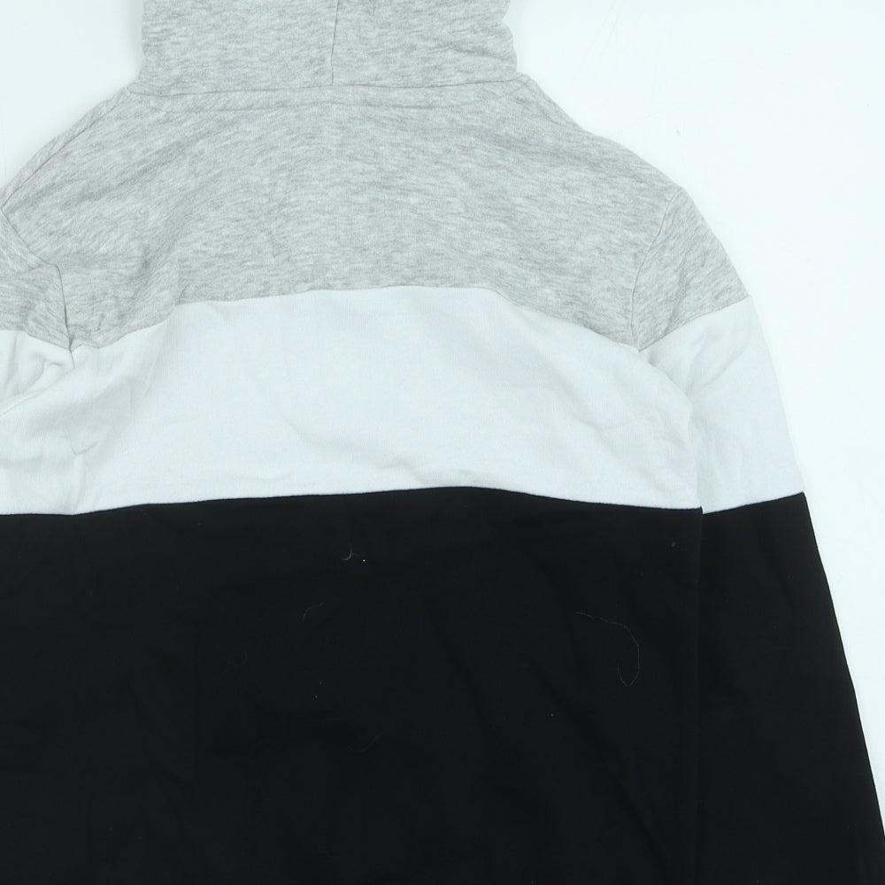 H&M Boys Black Colourblock Cotton Pullover Hoodie Size 9-10 Years Pullover - Chilled is the way to Live