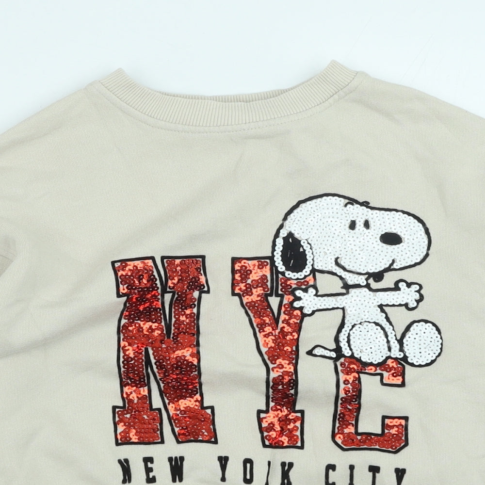 Zara Girls Beige Cotton Pullover Sweatshirt Size 10 Years Pullover - NYC