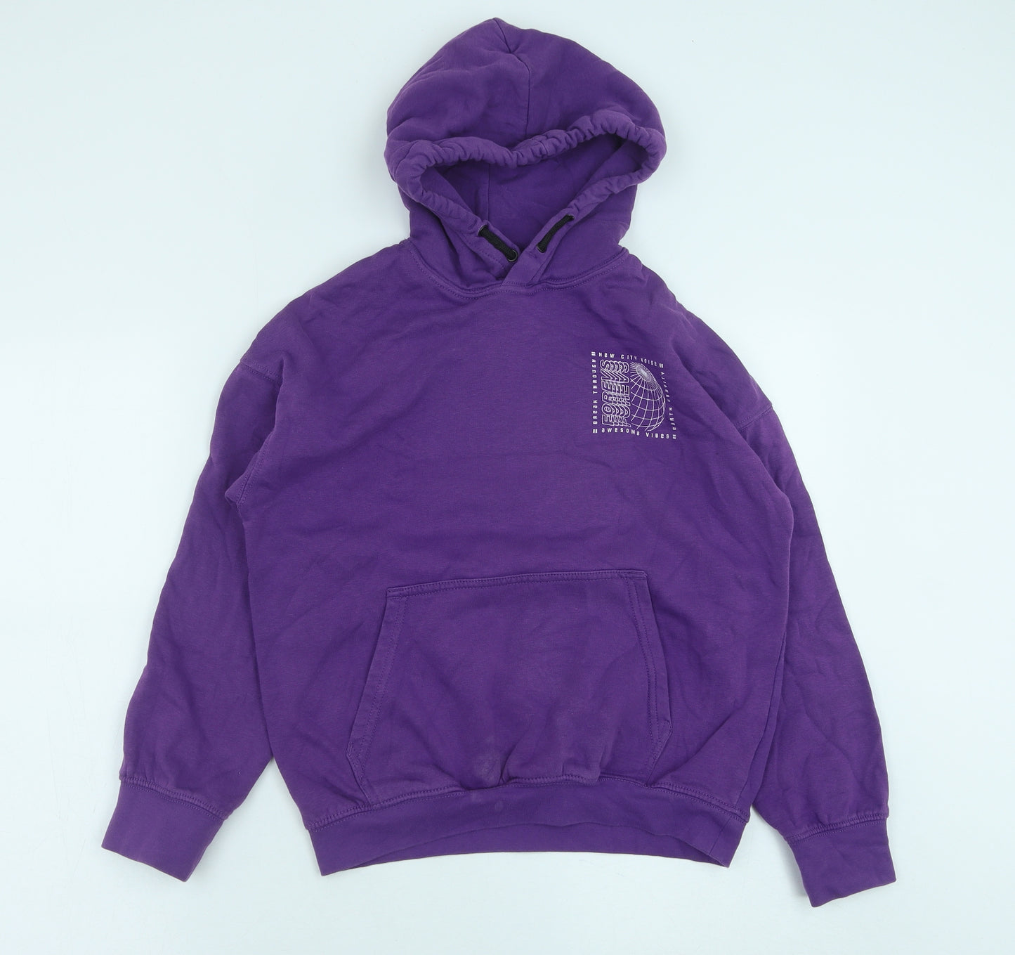 H&M Boys Purple Cotton Pullover Hoodie Size 10-11 Years Pullover