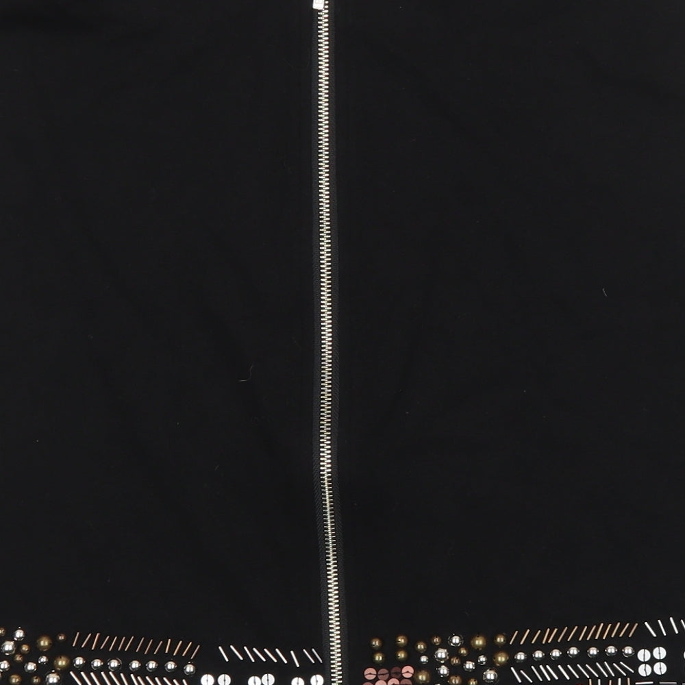Phase Eight Womens Black Geometric Viscose A-Line Skirt Size 12 Zip