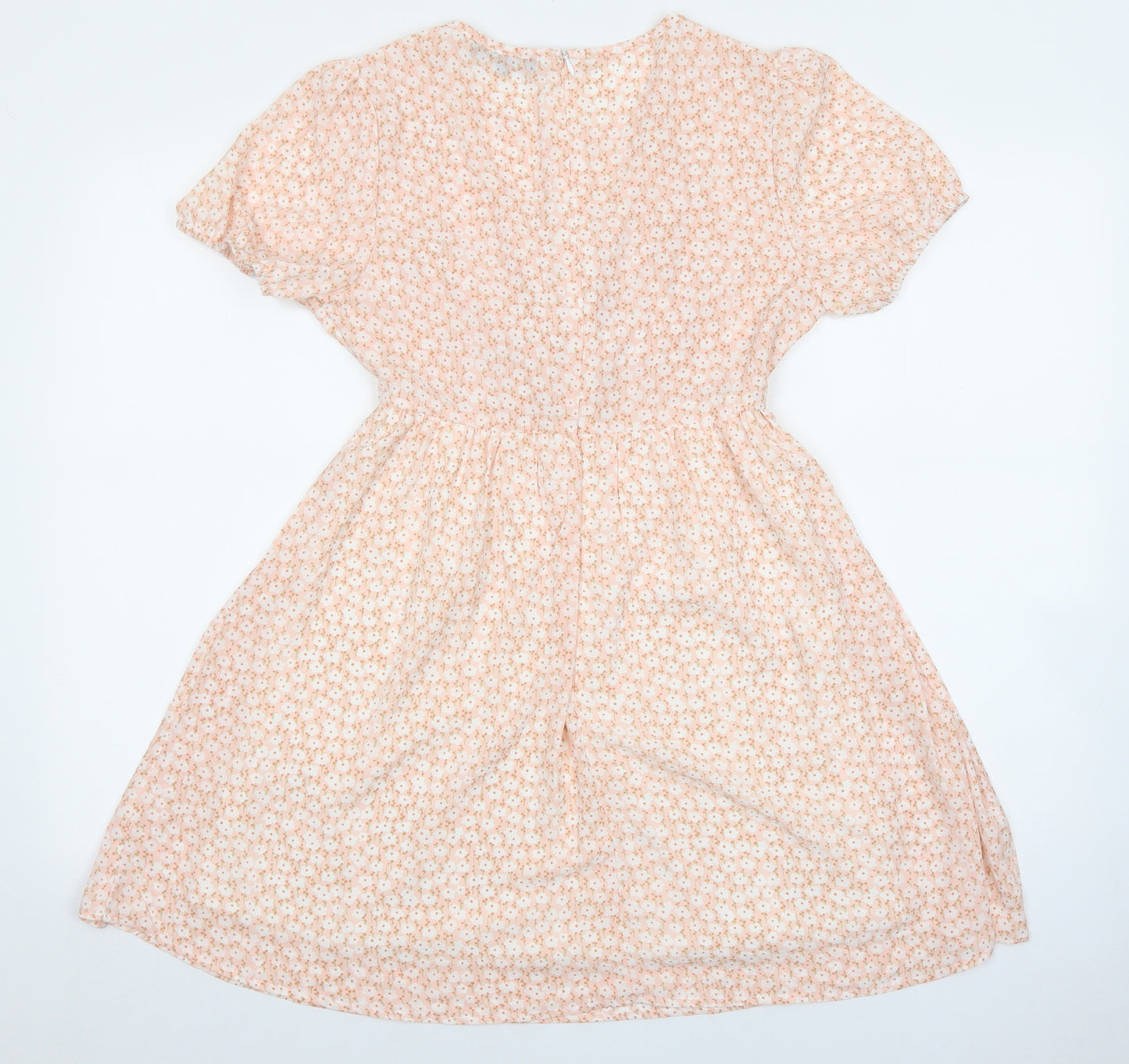 In the Style Womens Pink Floral Polyester Fit & Flare Size 8 Round Neck Zip