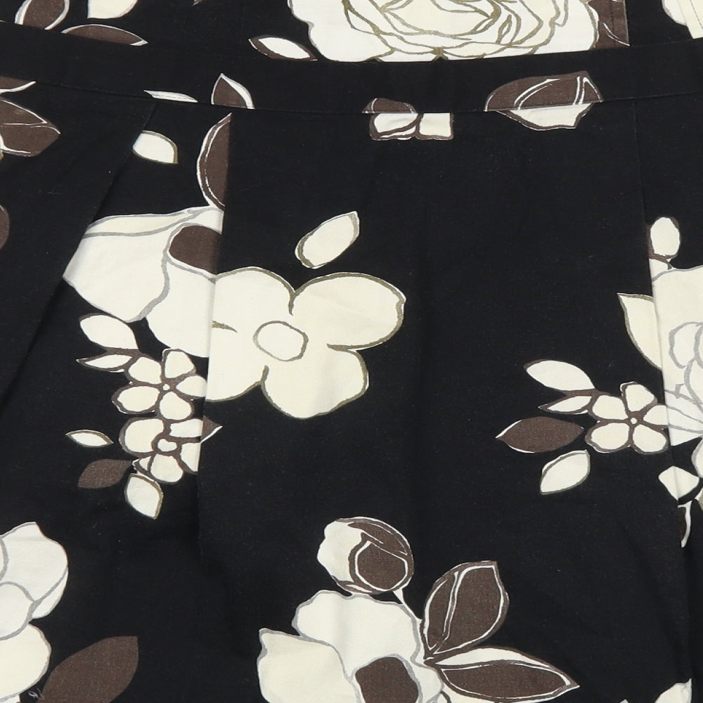 Zara Womens Brown Geometric Cotton Skater Skirt Size M Zip