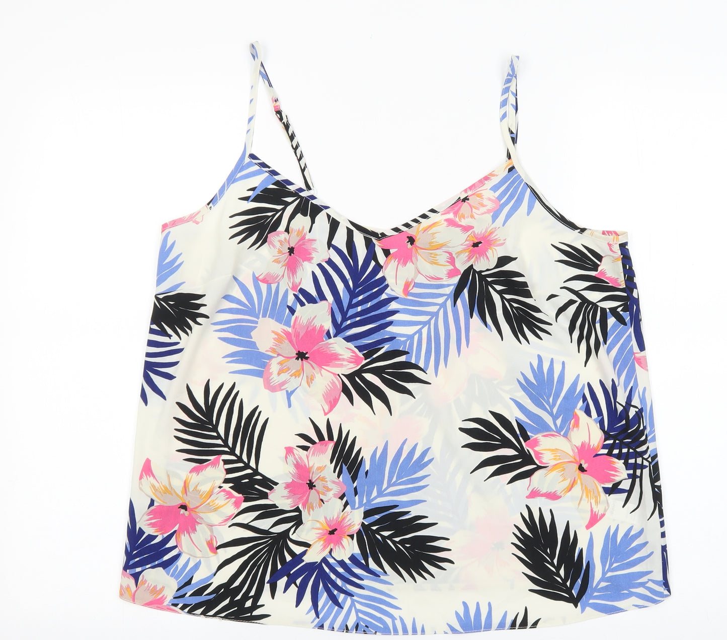 George Womens Ivory Floral Polyester Camisole Tank Size 14 V-Neck