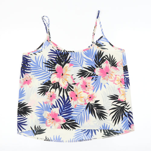 George Womens Ivory Floral Polyester Camisole Tank Size 14 V-Neck