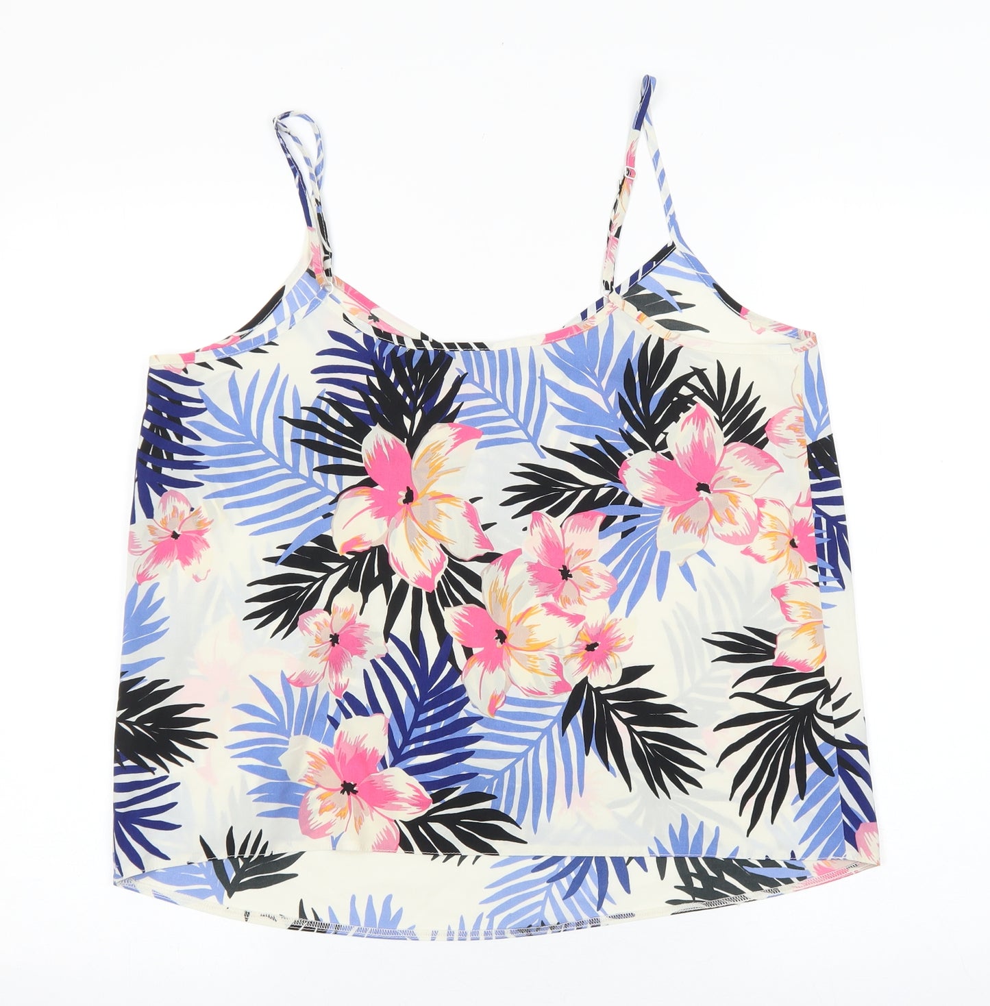 George Womens Ivory Floral Polyester Camisole Tank Size 14 V-Neck