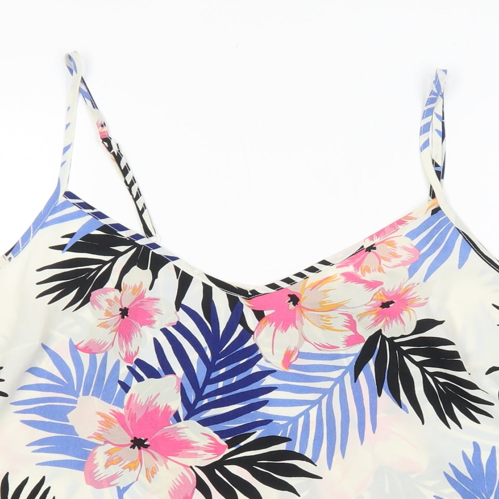 George Womens Ivory Floral Polyester Camisole Tank Size 14 V-Neck