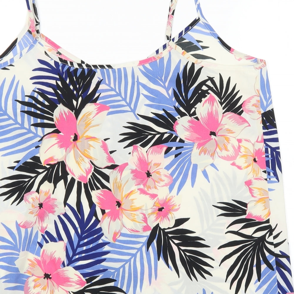 George Womens Ivory Floral Polyester Camisole Tank Size 14 V-Neck