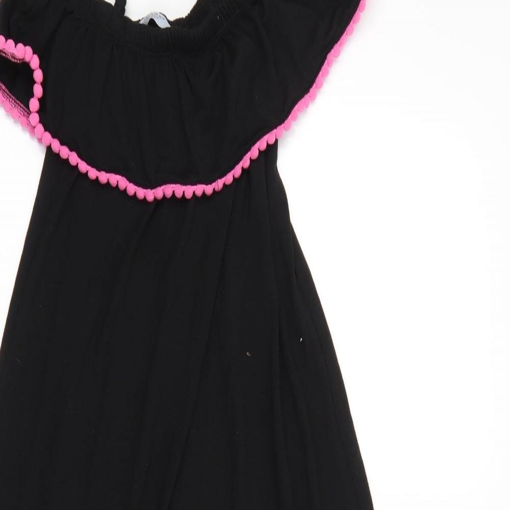 Primark Girls Black Polyester A-Line Size 10-11 Years Scoop Neck Pullover