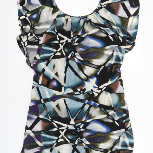 Warehouse Womens Multicoloured Geometric Polyester Shift Size 14 Scoop Neck Pullover