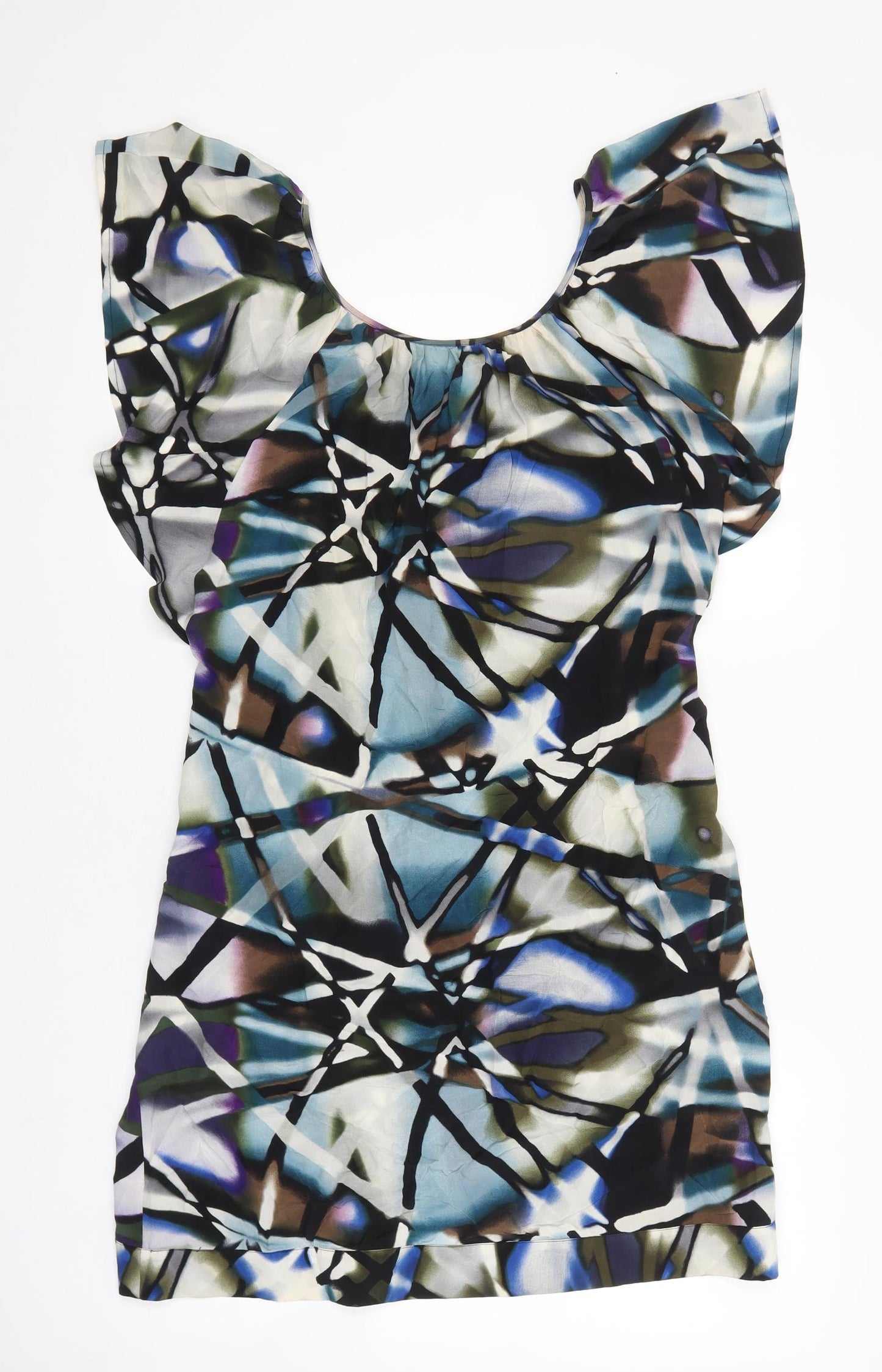Warehouse Womens Multicoloured Geometric Polyester Shift Size 14 Scoop Neck Pullover