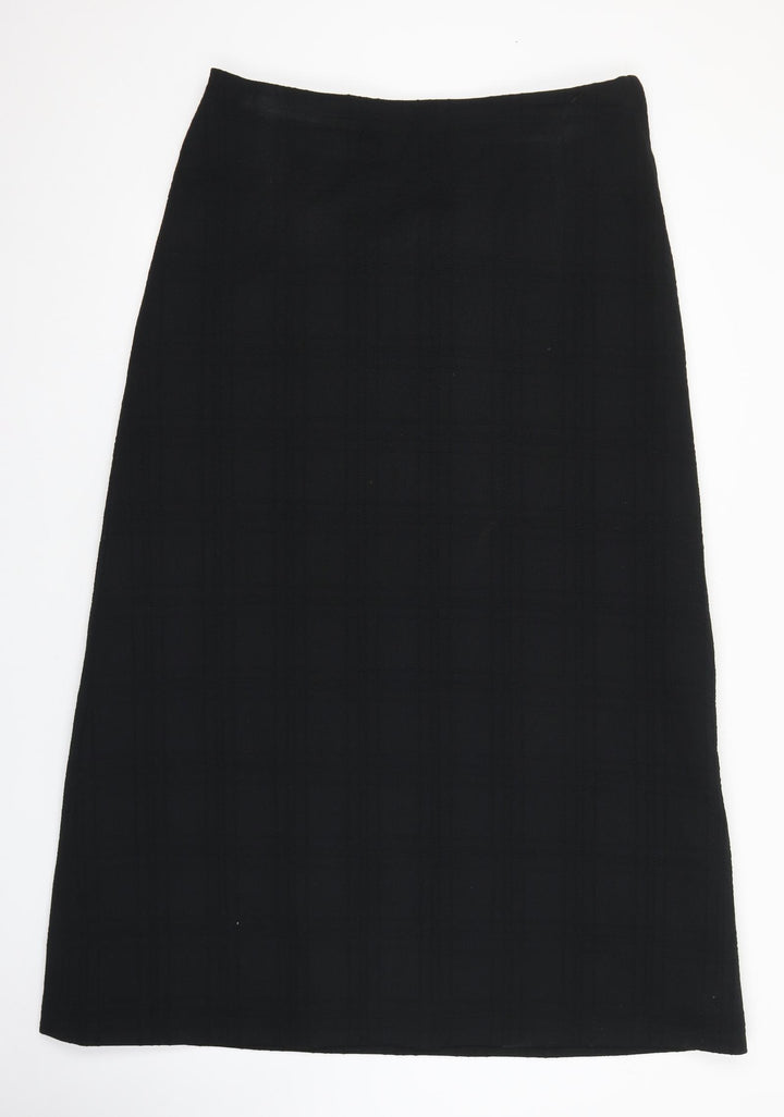 A Norman Martin Model Womens Black Geometric Polyester Flare Skirt Size 36 Zip