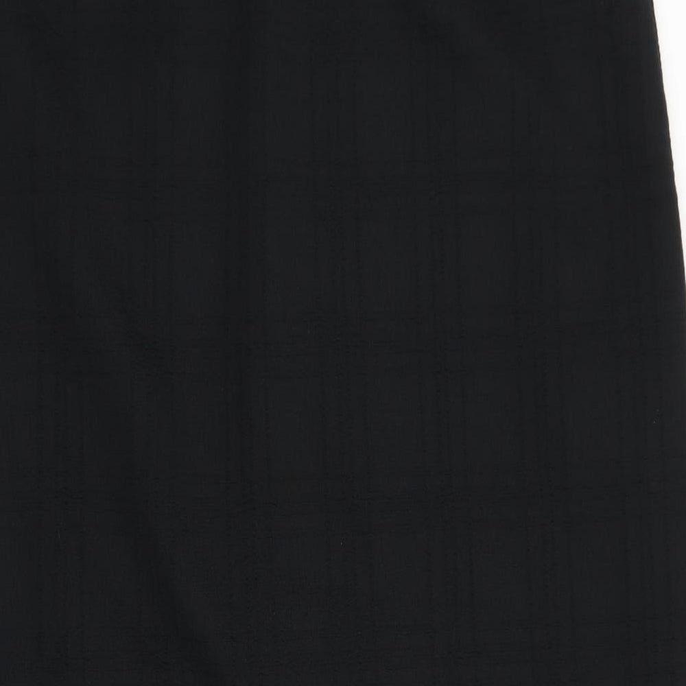 A Norman Martin Model Womens Black Geometric Polyester Flare Skirt Size 36 Zip