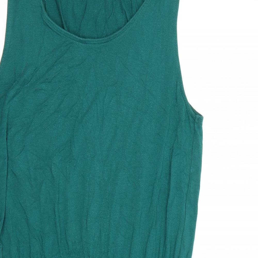 H&M Womens Green Viscose Slip Dress Size S Scoop Neck Pullover