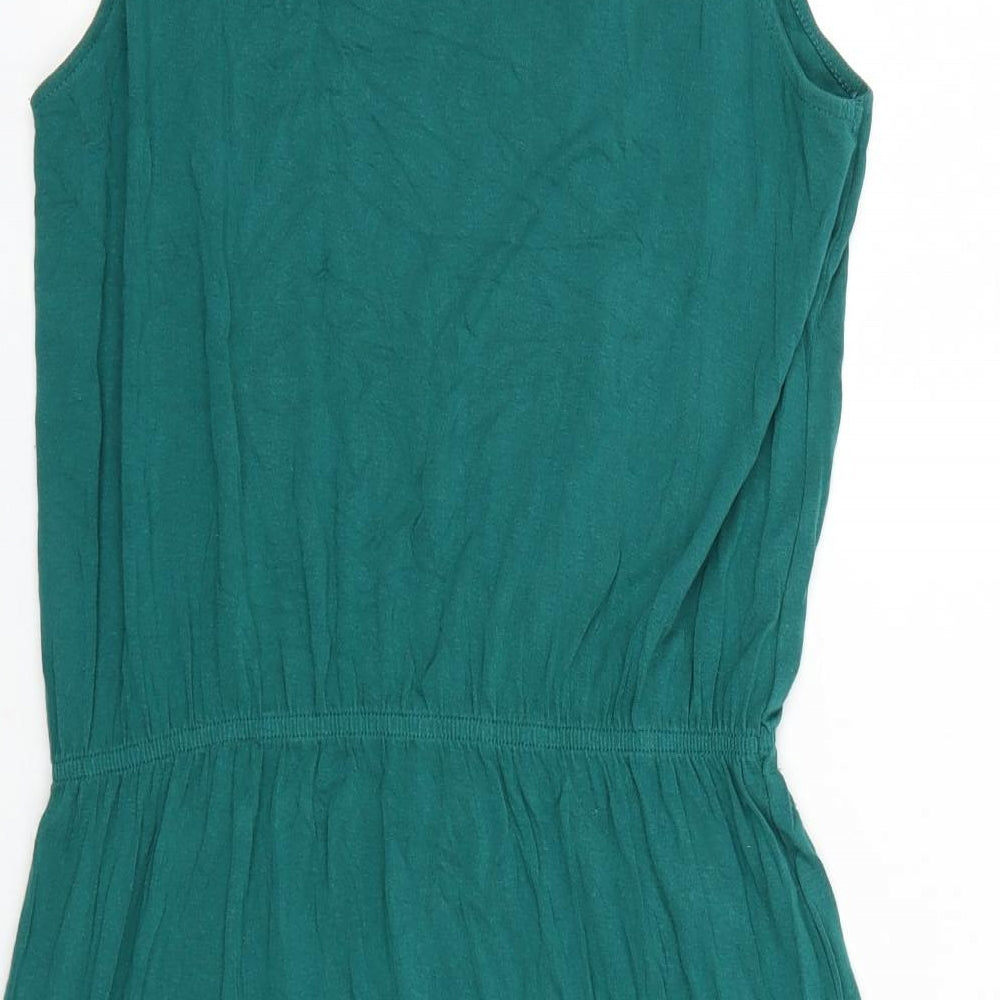 H&M Womens Green Viscose Slip Dress Size S Scoop Neck Pullover